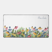 Trendy, Waterverf Wildflowers Grenspatroon Bureaumat (Voorkant)