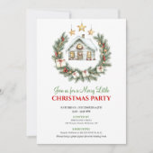 Trendy Waterverf Winter Scene Kerst Uitnodiging (Voorkant)