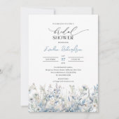 Trendy waterverf winterstoffige blauwe wilde bloem kaart (Voorkant)