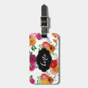 Trendy Waterverven Kleurrijke Lentebloemen Bagagelabel