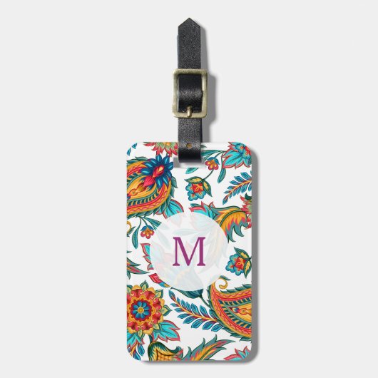 Trendy Waterverven Kleurrijke Paisley Bagagelabel (Voorkant verticaal)