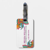 Trendy Waterverven Kleurrijke Paisley Bagagelabel (Achterkant verticaal)