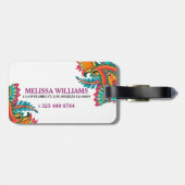 Trendy Waterverven Kleurrijke Paisley Bagagelabel (Achterkant horizontaal)