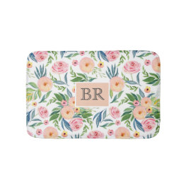 Trendy waterverven pastelroze en perzikerponies badmat