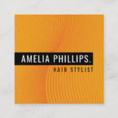 TRENDY WAVE modern gebogen lijnen helder sinaasapp Vierkante Visitekaartje (Voorkant)