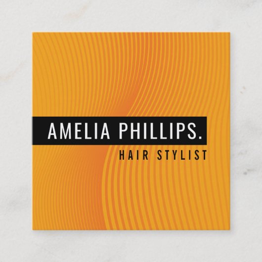 TRENDY WAVE modern gebogen lijnen helder sinaasapp Vierkante Visitekaartje (Voorkant)