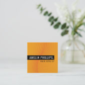 TRENDY WAVE modern gebogen lijnen helder sinaasapp Vierkante Visitekaartje (Staand voorkant)