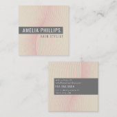 TRENDY WAVE modern gebogen lijnen ivoor bord roze Vierkante Visitekaartje (Voorkant / Achterkant)