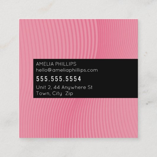 TRENDY WAVE modern gebogen lijnen snoep roze Vierkante Visitekaartje (Achterkant)
