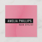 TRENDY WAVE modern gebogen lijnen snoep roze Vierkante Visitekaartje (Voorkant)