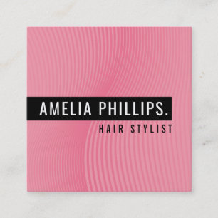 TRENDY WAVE modern gebogen lijnen snoep roze Vierkante Visitekaartje