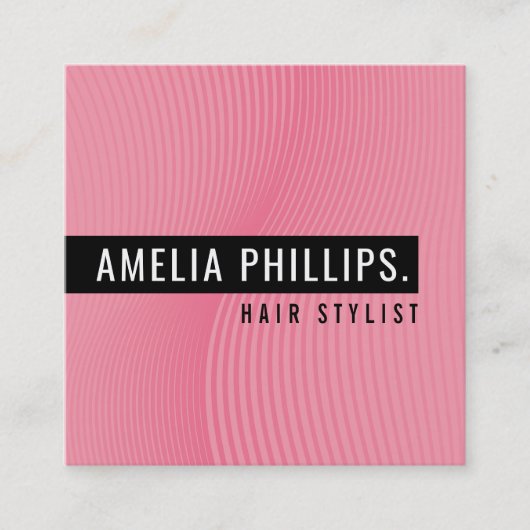TRENDY WAVE modern gebogen lijnen snoep roze Vierkante Visitekaartje (Voorkant)