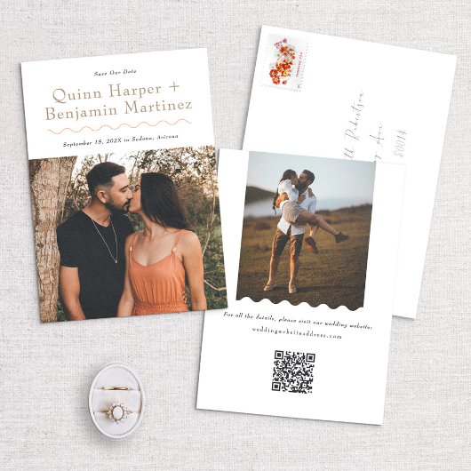 Trendy Wave Photo Save the Date Kaart