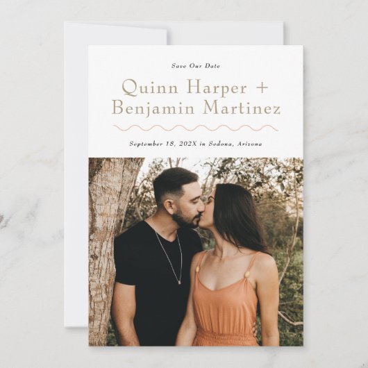 Trendy Wave Photo Save the Date Kaart (Voorkant)