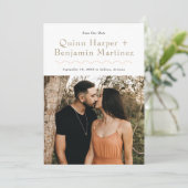 Trendy Wave Photo Save the Date Kaart (Staand voorkant)