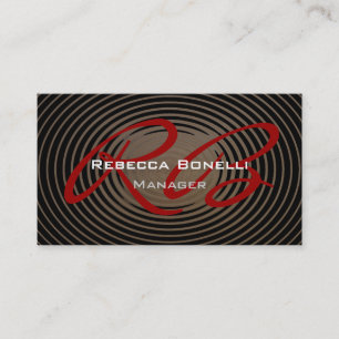 Trendy waves Pattern Red Monogram Visitekaartje