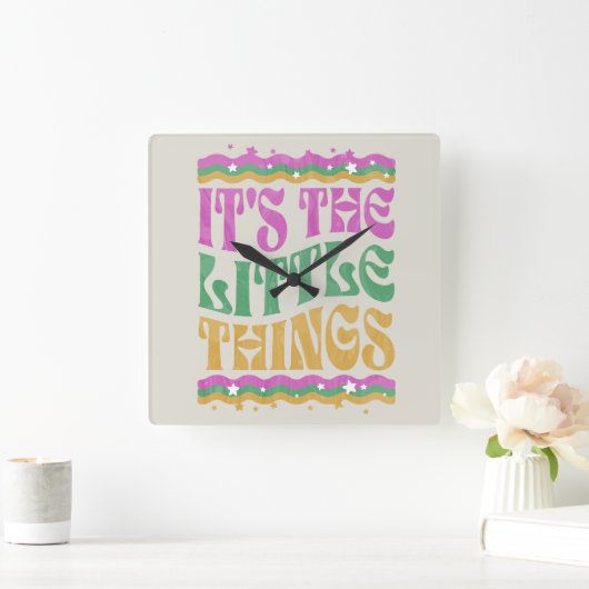 Trendy Wavy Text Inspirerend Affirmation Boho Vierkante Klok (Huis)