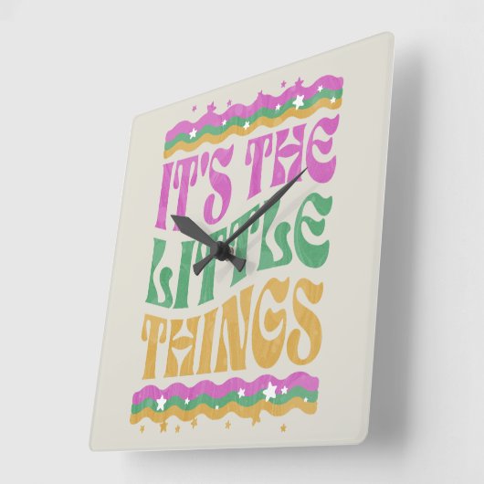 Trendy Wavy Text Inspirerend Affirmation Boho Vierkante Klok (Hoek)