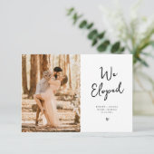 trendy we elopende trouwaankondiging bedankkaart (Staand voorkant)