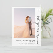 Trendy We Said Yes Ontvangst Feest alleen 2 Foto U Kaart (Staand voorkant)