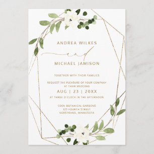 Trendy Wedding Invite Geometric Greenery Faux Foli Kaart