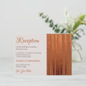 Trendy Wedding Reception Faux Copper Metallic Foli Informatiekaartje (Staand voorkant)