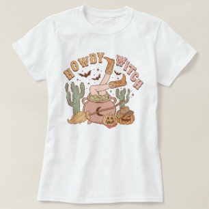 Trendy Western Cowgirl Howdy Witch Halloween T-shirt