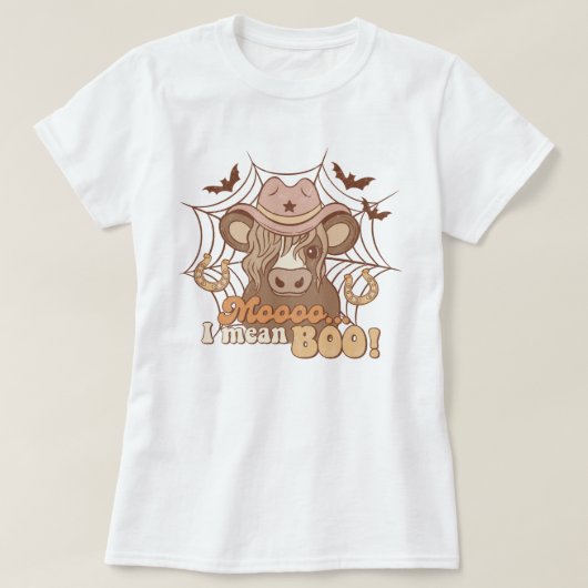Trendy Western Funny Koe Moo Boo Halloween T-shirt (Design voorkant)