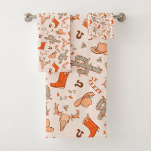 Trendy Westerne Cowboy esthetische kerstpatroon Bad Handdoek