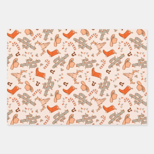 Trendy Westerne Cowboy esthetische kerstpatroon Inpakpapier Vel (Voorkant 2)