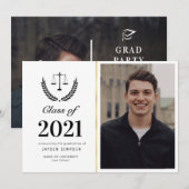 Trendy wet school afstuderen fotoaankondiging kaart (Voorkant / Achterkant)