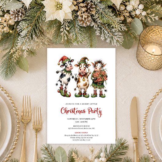 Trendy Whimsical Dieren Speelse Kerstfeest I Kaart
