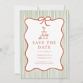 Trendy Whimsical Hand Drawn Bow Photo  Save The Date