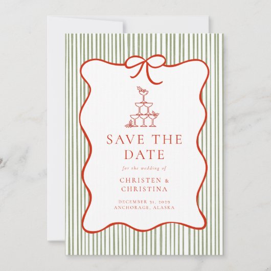 Trendy Whimsical Hand Drawn Bow Photo  Save The Date (Voorkant)