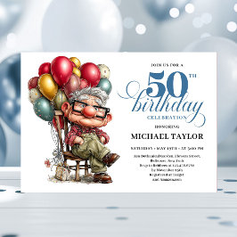 Trendy Whimsical Man 50th Birthday Funny Humor   Kaart