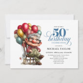 Trendy Whimsical Man 50th Birthday Funny Humor   Kaart (Voorkant)