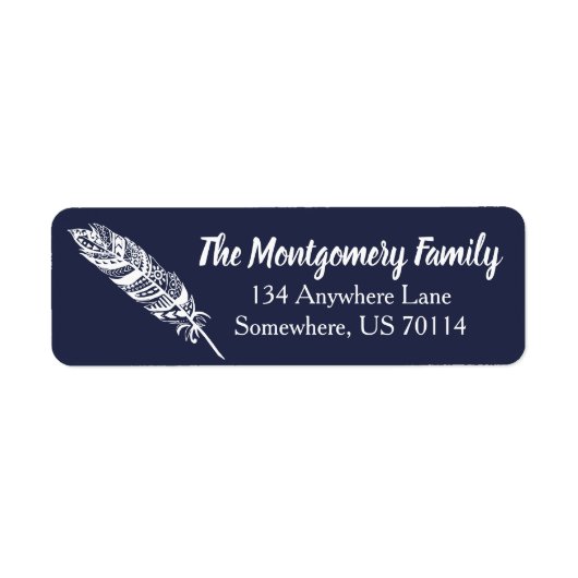 Trendy White Bohemian Tribal Feather Etiket (Voorkant)