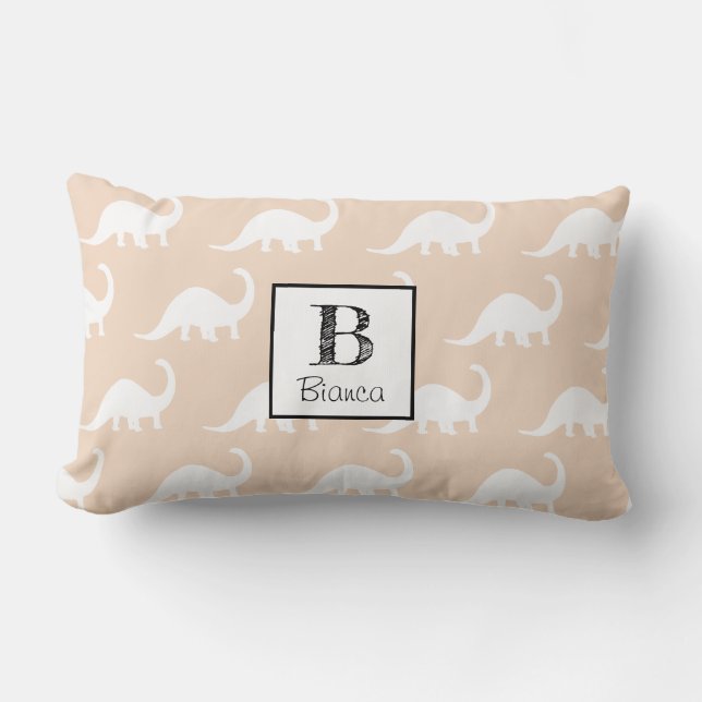 Trendy White Brontosaurus Dinosaurs Personalized Kussen (Voorkant)