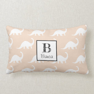 Trendy White Brontosaurus Dinosaurs Personalized Kussen