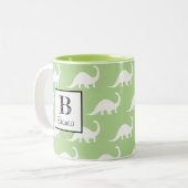 Trendy White Brontosaurus Dinosaurs Personalized Tweekleurige Koffiemok (Voorkant links)