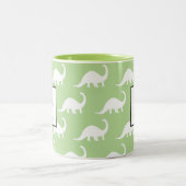Trendy White Brontosaurus Dinosaurs Personalized Tweekleurige Koffiemok (Center)