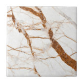 Trendy White Brown Marble Stone - Glossy Tegeltje (Voorkant)