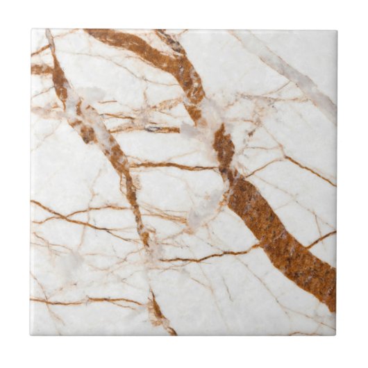 Trendy White Brown Marble Stone - Glossy Tegeltje (Voorkant)