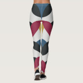 Trendy White Burgundy Blue Black Yellow Mode Leggings (Achterkant)
