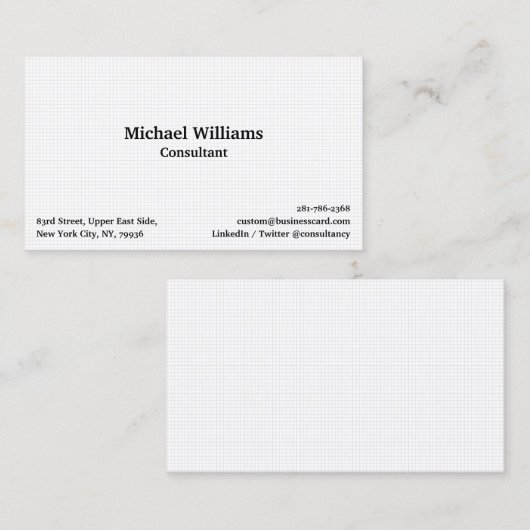 Trendy White Checkered Geometric Pattern Modern Visitekaartje (Voorkant / Achterkant)