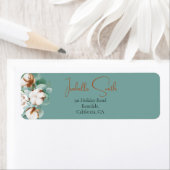 Trendy White Cotton Floral Bouquet Blauwgroen Etiket (Insitu)