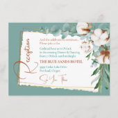 Trendy White Cotton Floral Copper Reception Informatiekaartje (Voorkant)