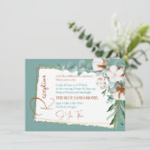 Trendy White Cotton Floral Copper Reception Informatiekaartje (Staand voorkant)