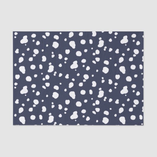Trendy White Dalmatian Spots & Navy Tissuepapier (Voorkant)