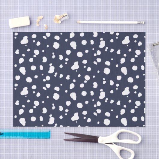 Trendy White Dalmatian Spots & Navy Tissuepapier (Craft)